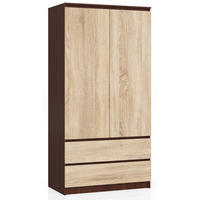 KLEIDERSCHRANK Wengefarben, Sonoma Eiche 180x51x90 cm - Wengefarben/Sonoma Eiche, Holzwerkstoff (180/180/51cm) - Akord