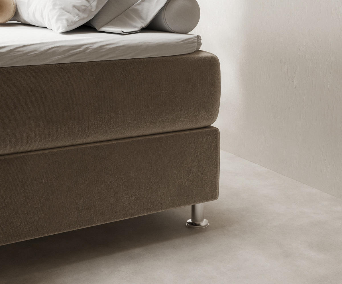 BOXSPRINGBETT Sub Beige 200/200 cm mit Latex-Topper - Beige/Silberfarben, Holz/Holzwerkstoff (200/200cm) - Maison de Reve