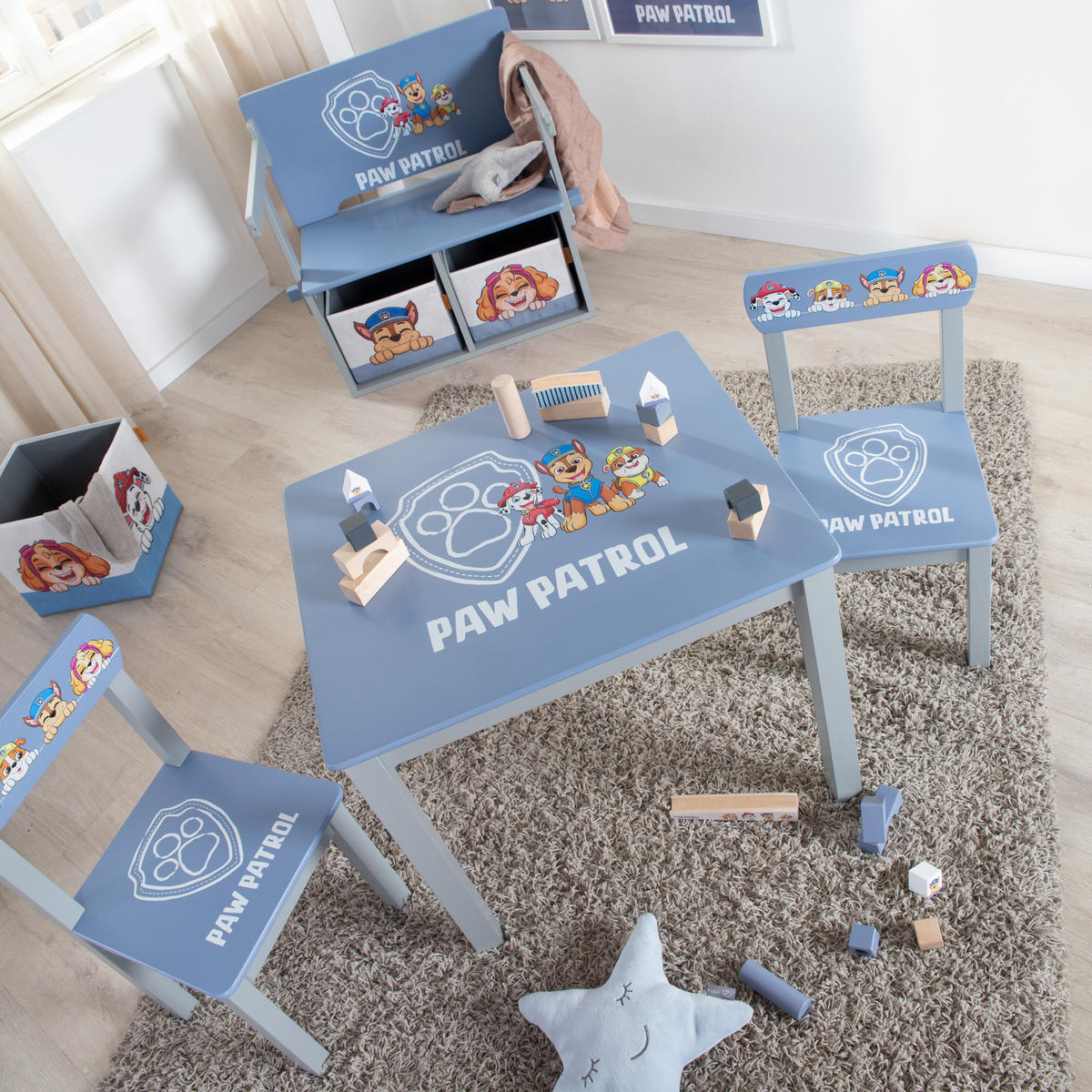 KINDERSITZGRUPPE Paw Patrol - Blau, Holz (50/51/60cm) - Roba