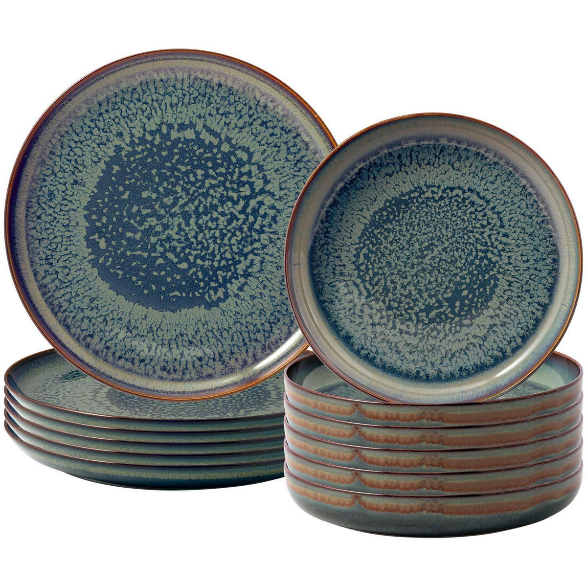 TAFELSERVICE Crafted Breeze 12er Set - Blau/Grau, Keramik (1/1/1cm) - like.Villeroy & Boch