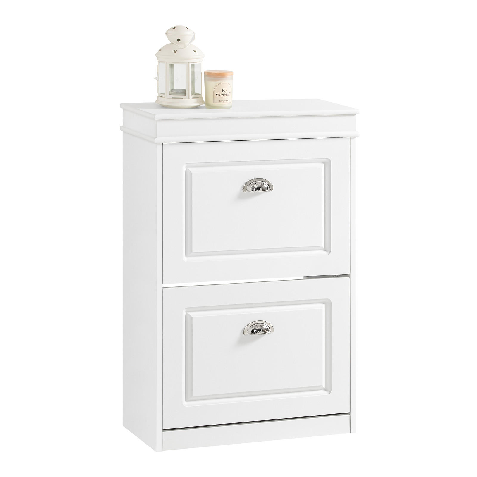 COMODĂ pentru intrare cu două sertare tip pantofar - alb, compozit lemnos (53/82/24cm) - SoBuy