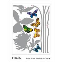 WANDTATTOO Blumen & Schmetterlinge 65 x 85 cm - Grau, Papier (85/65/65cm) - Sanders & Sanders
