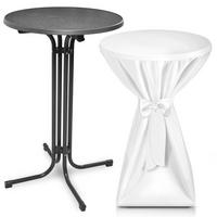 STEHTISCH Bellini Ø 70cm Grau mit Premium Stehtischhusse Ø 70cm Weiß - Weiß, Textil/Metall (70/70/110cm) - Beautissu 