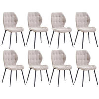 ESSZIMMERSTUHL 8er-Set Nordischer Stil Khaki Stoff mit Schwarzen Metallbeinen - Olivgrün, Textil (43/86/46cm)