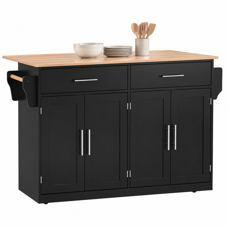 Beauniv Küchenwagen Schwarz 71x91.5x120 cm