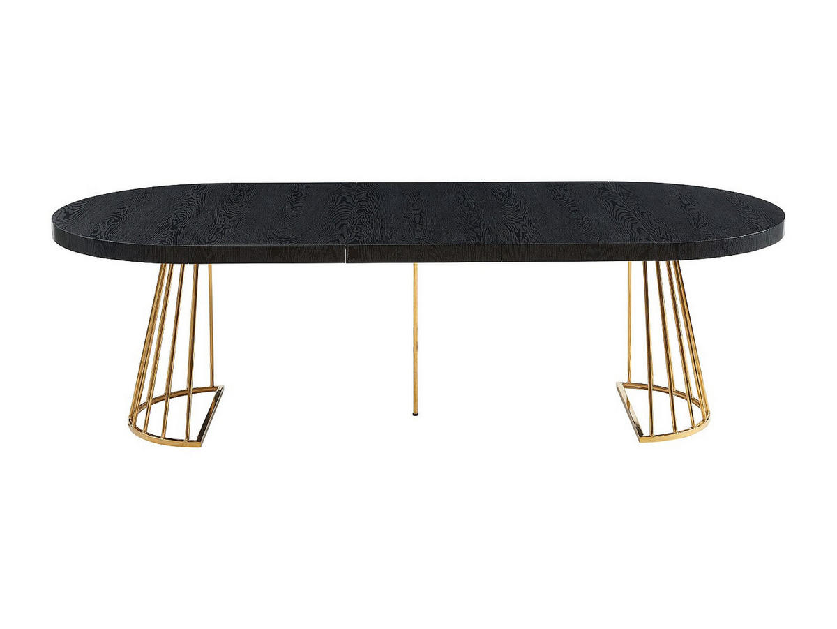 SET Tisch FIRELA + 4 Stühle MASURIE - Schwarz & Cremefarben - Schwarz, Holz (260/76/110cm) - Vente-Unique