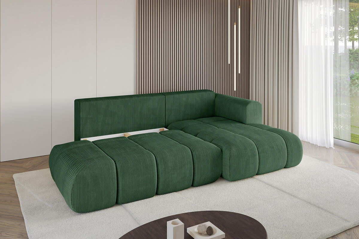 ECKSOFA Ottomane Rechts CLOUD-L 289x180x40 Grün Cord - Grün, Holzwerkstoff/Kunststoff (289/180cm) - ALTDECOR