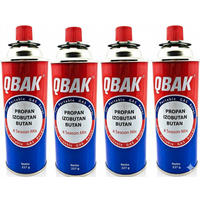 GASKARTUSCHEN 4er Set 227 G, Butangas, QBAK, Campingkocher, Kartuschen, Gaskartusche, Campingzubehör, Brennstoff, Outdoor, Kocher, Praktisch - Blau/Rot, Metall (6.7/20/6.7cm) - Resch