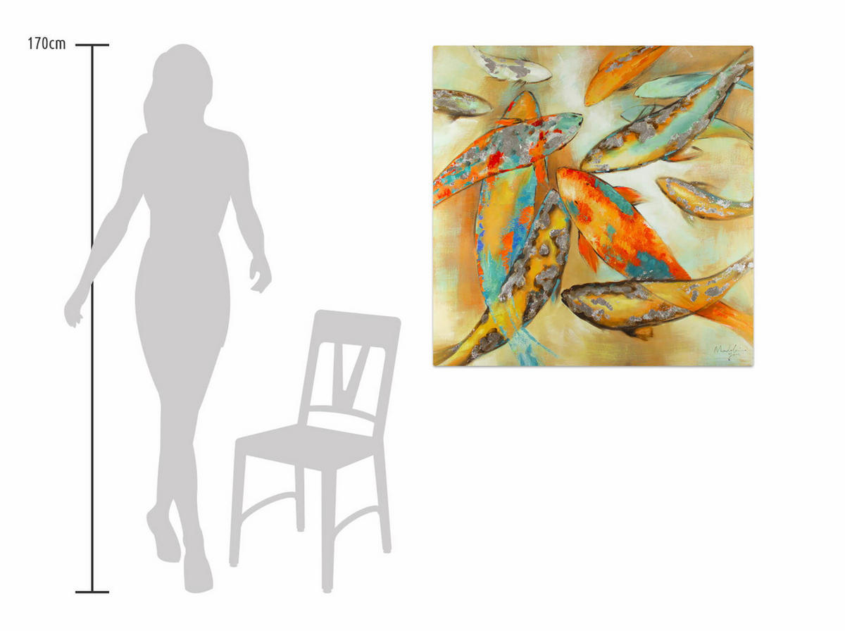 ACRYLBILD HANDGEMALT 80/80 cm - Gelb, Holz/Textil (80/80cm) - KUNSTLOFT