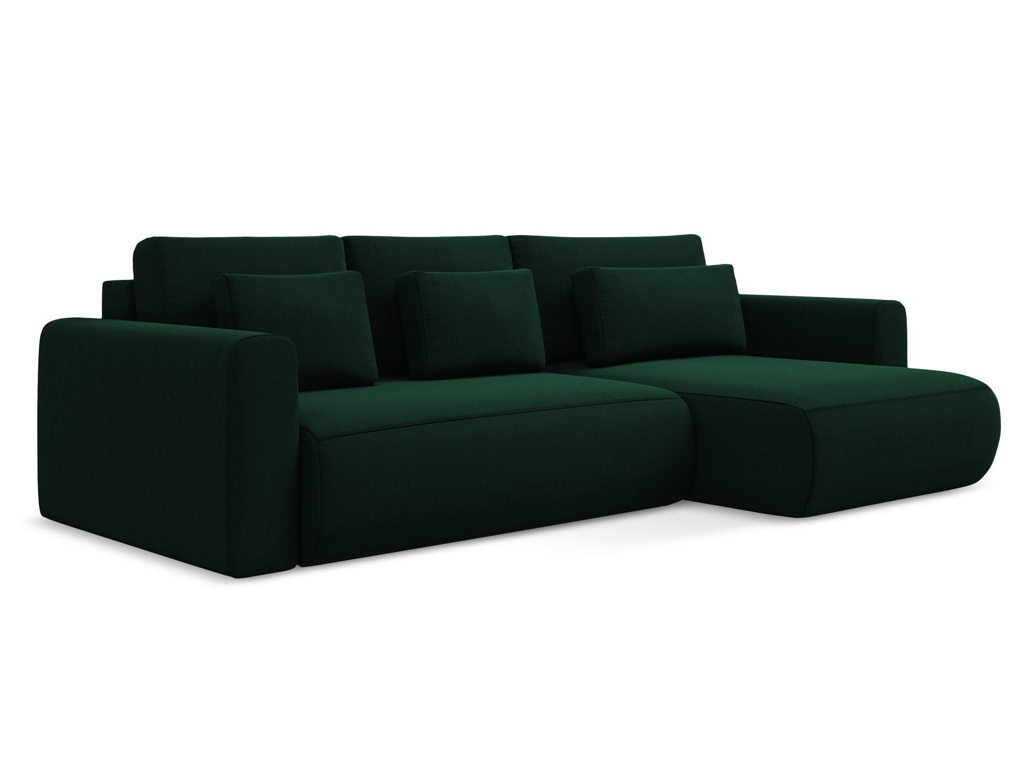 ECKSOFA mit Schlaffunktion Samt Stoff Grün - Dunkelgrün/Schwarz, Kunststoff/Textil (278/149cm) - Makamii