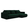 ECKSOFA mit Schlaffunktion Samt Stoff Grün - Dunkelgrün/Schwarz, Kunststoff/Textil (278/149cm) - Makamii