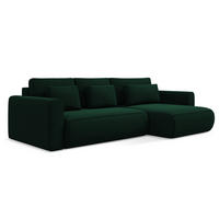 ECKSOFA mit Schlaffunktion Samt Stoff Grün - Dunkelgrün/Schwarz, Kunststoff/Textil (278/149cm) - Makamii