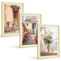 BILDER SET 3er Set - 40x60 cm Goldrahmen - Charmante Küstenstraßen - Goldfarben, Kunststoff (40/60cm) - TULUP