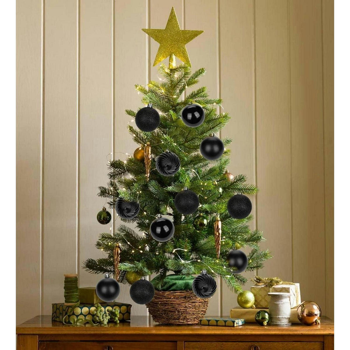 WEIHNACHTSKUGELN 25 Stück Set Schwarz 6 cm - Schwarz, Kunststoff (6/6/6cm)