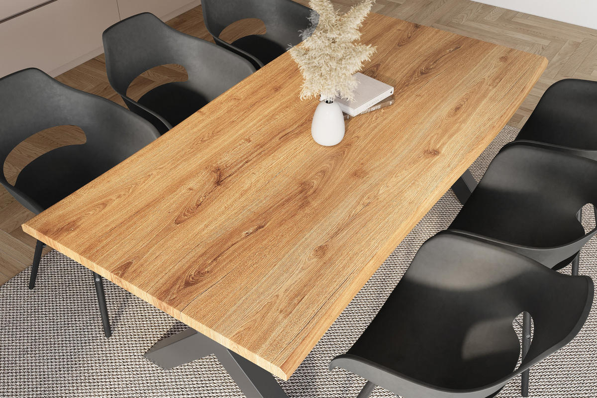 ESSTISCH JULIUS X - Wildeiche/Schwarz, Holz (100/200/77cm) - SAM