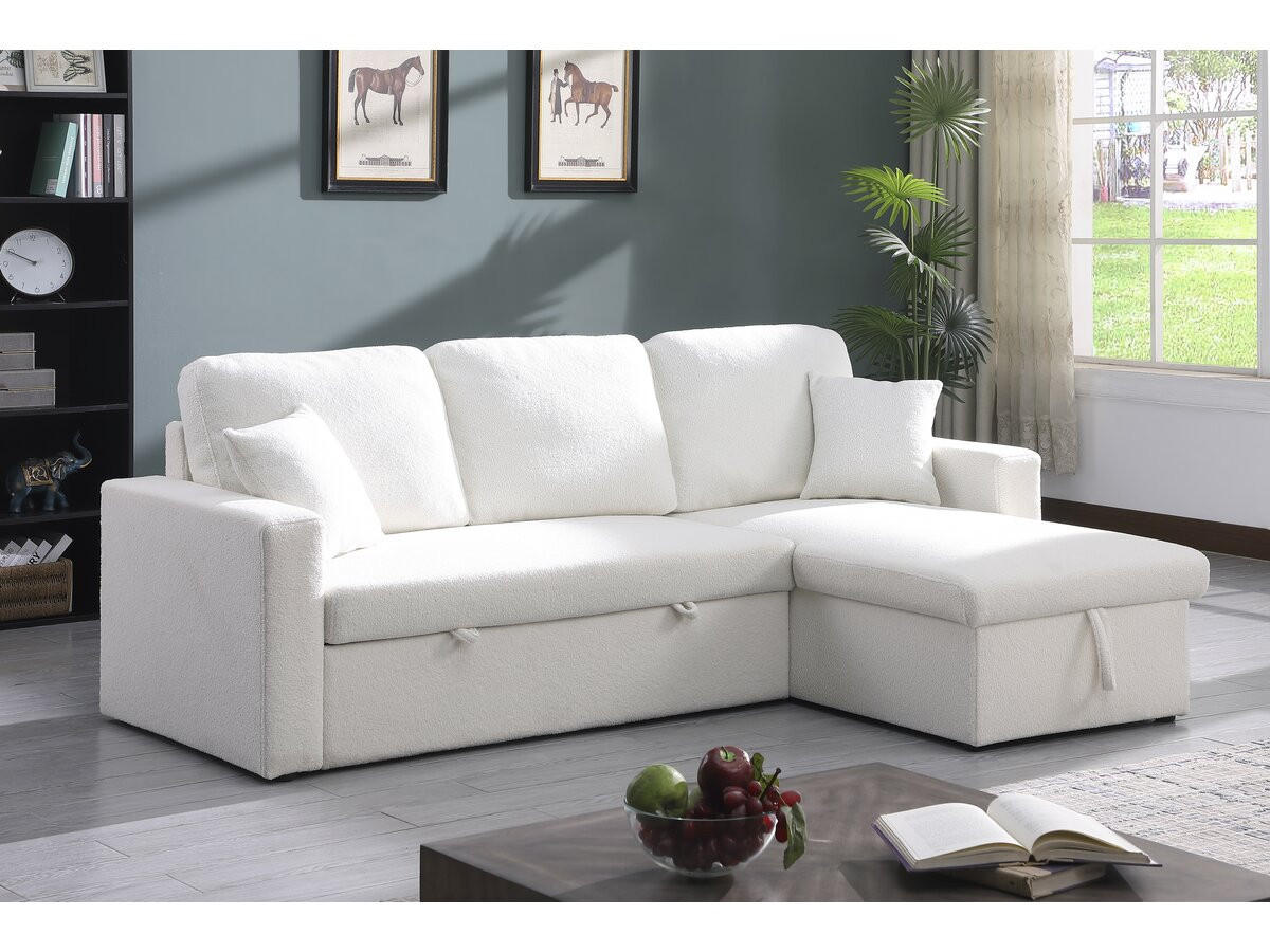 ECKSOFA alain weiss - Weiß, Textil (145/221cm) - Habitat Garten