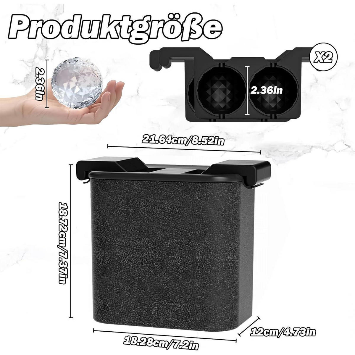 EISWÜRFELFORM Kugel Silikon 6 cm 2-teiliges Set - Transparent, Kunststoff (18.7/12/21.6cm)