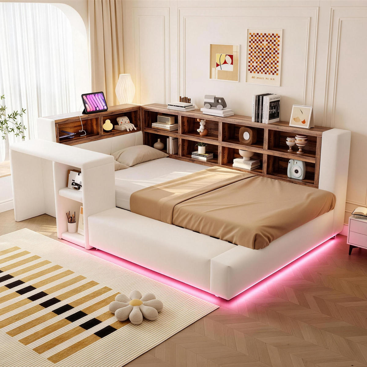 POLSTERBETT 90/200 cm Beige - Beige, Textil