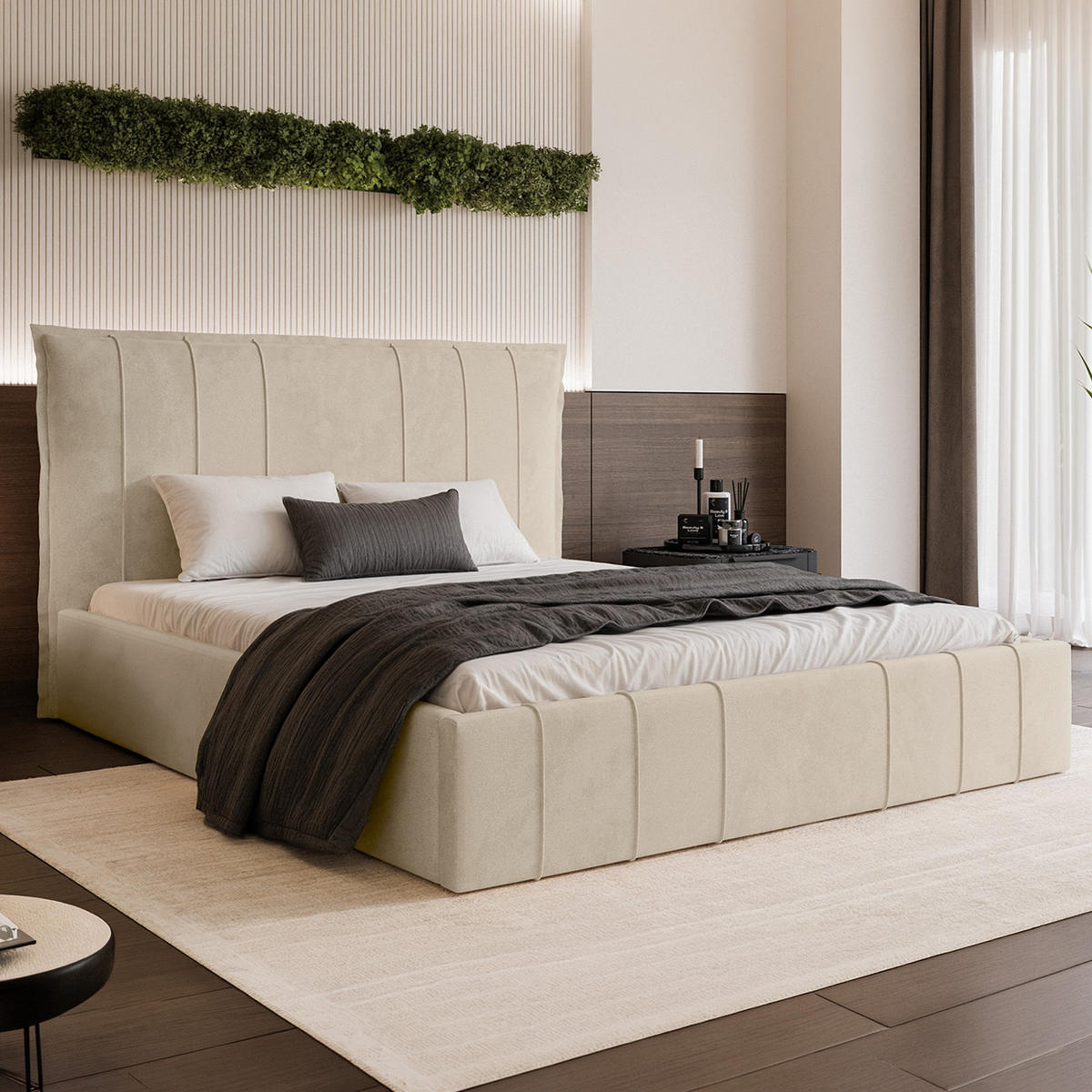 POLSTERBETT ACATE 200x200 cm, Weiß - Creme, Textil (200/200cm) - Fedve