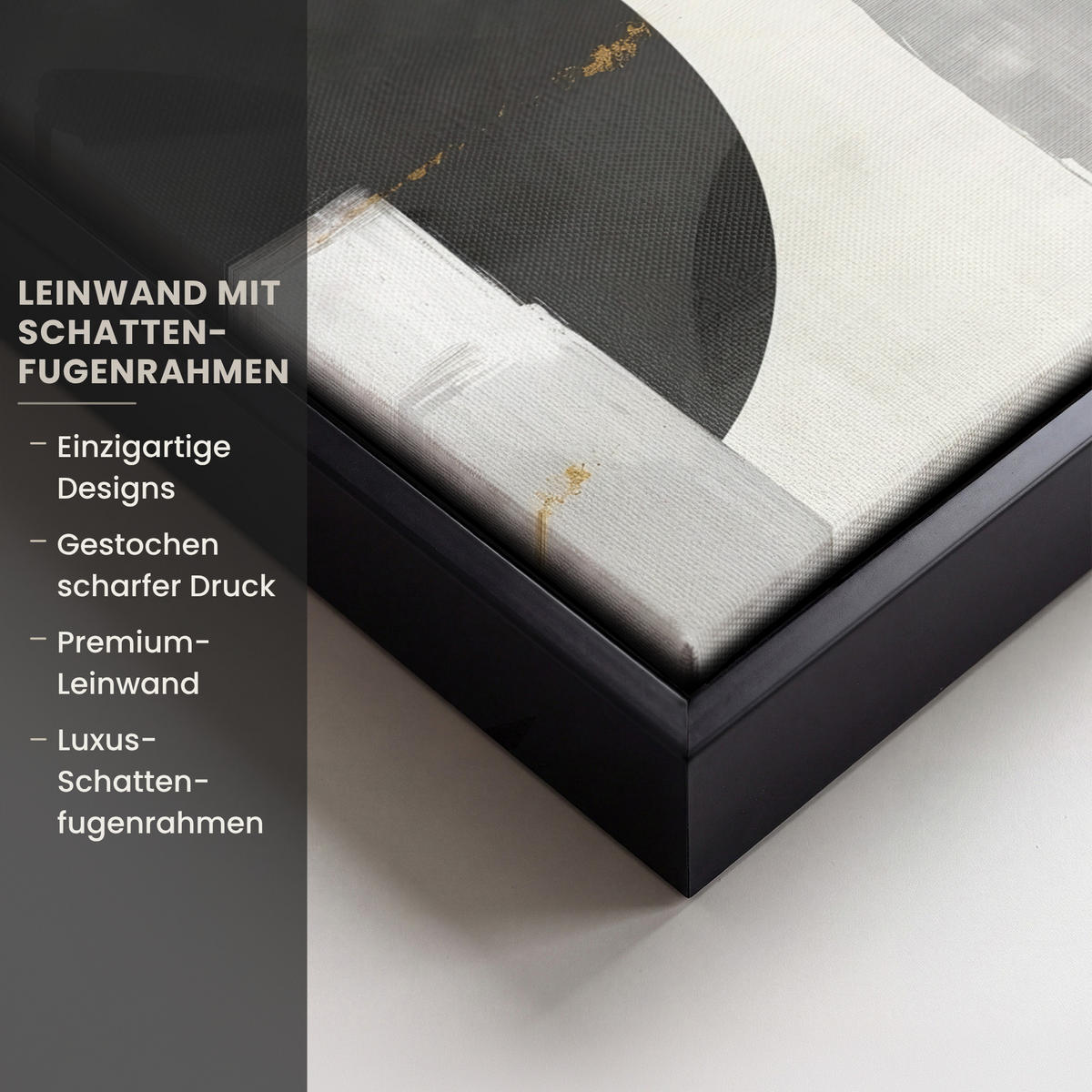 LEINWAND Bilder mit Rahmen - Gold - Rechtecke - Kreise - Abstrakt - 30x20 - Weiß, Textil (30/20cm) - MuchoWow