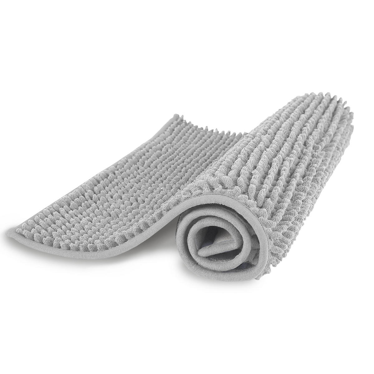 BADEMATTE Chenille XXL ( Hellgrau ) 60x90cm - Hellgrau, Textil (90/60cm) - Bestlivings