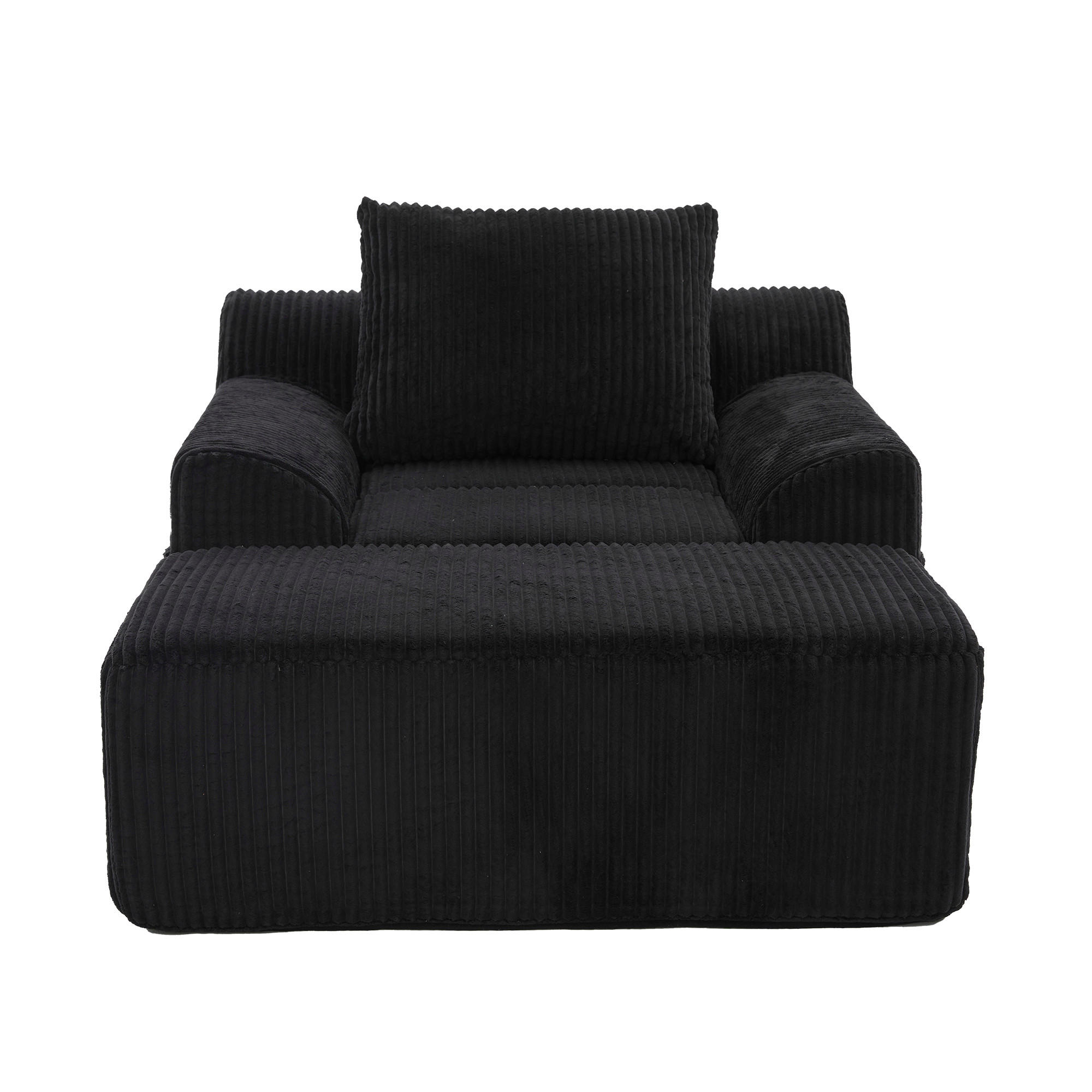 RELAXSESSELSET Übergroßer Loungesesselmit Fußhocker,Cord,Schwarz - Schwarz, Textil (110/87/147cm) - LVHOM