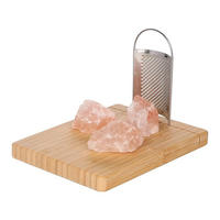 SALZSTEIN Set 3-tlg mit Reibe und Schneidebrett aus Eichenholz - Silberfarben/Naturfarben, Holz/Stein (15/12/20cm) - JUNG