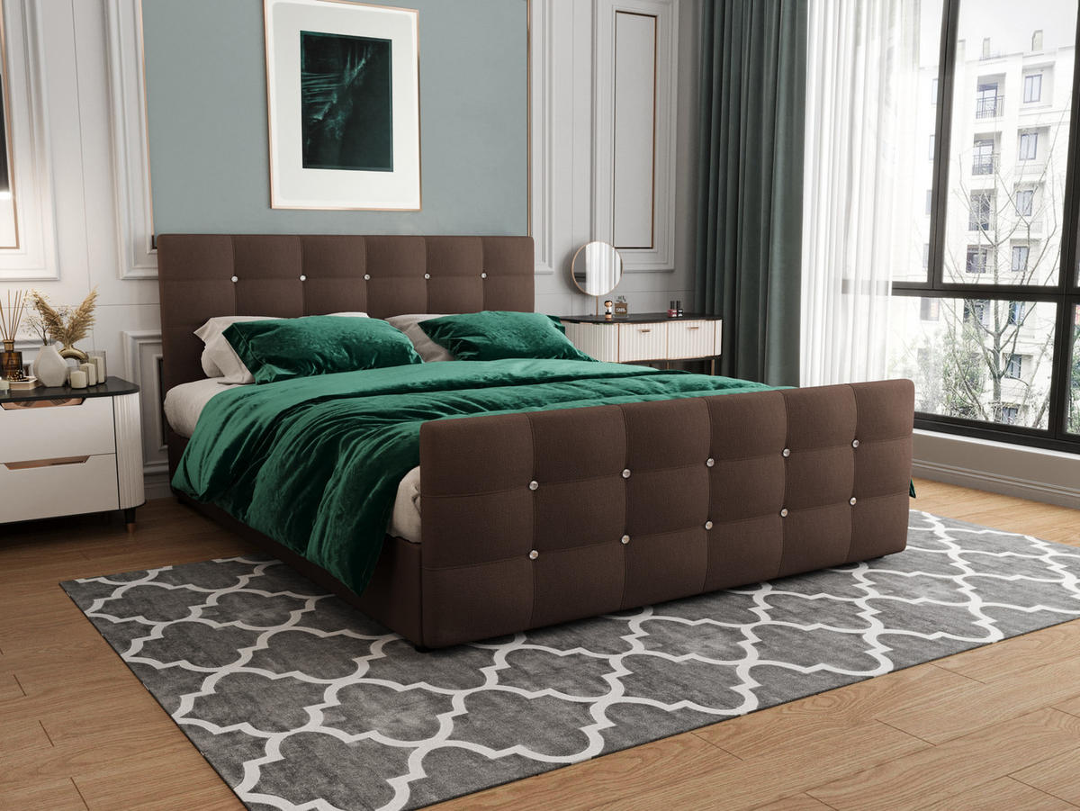 BOXBETT KLEO 180x200, mit Matratze H3 und Topper, Cosmic 800 - Dunkelbraun, Holz/Kunststoff (180/200cm) - Bedante