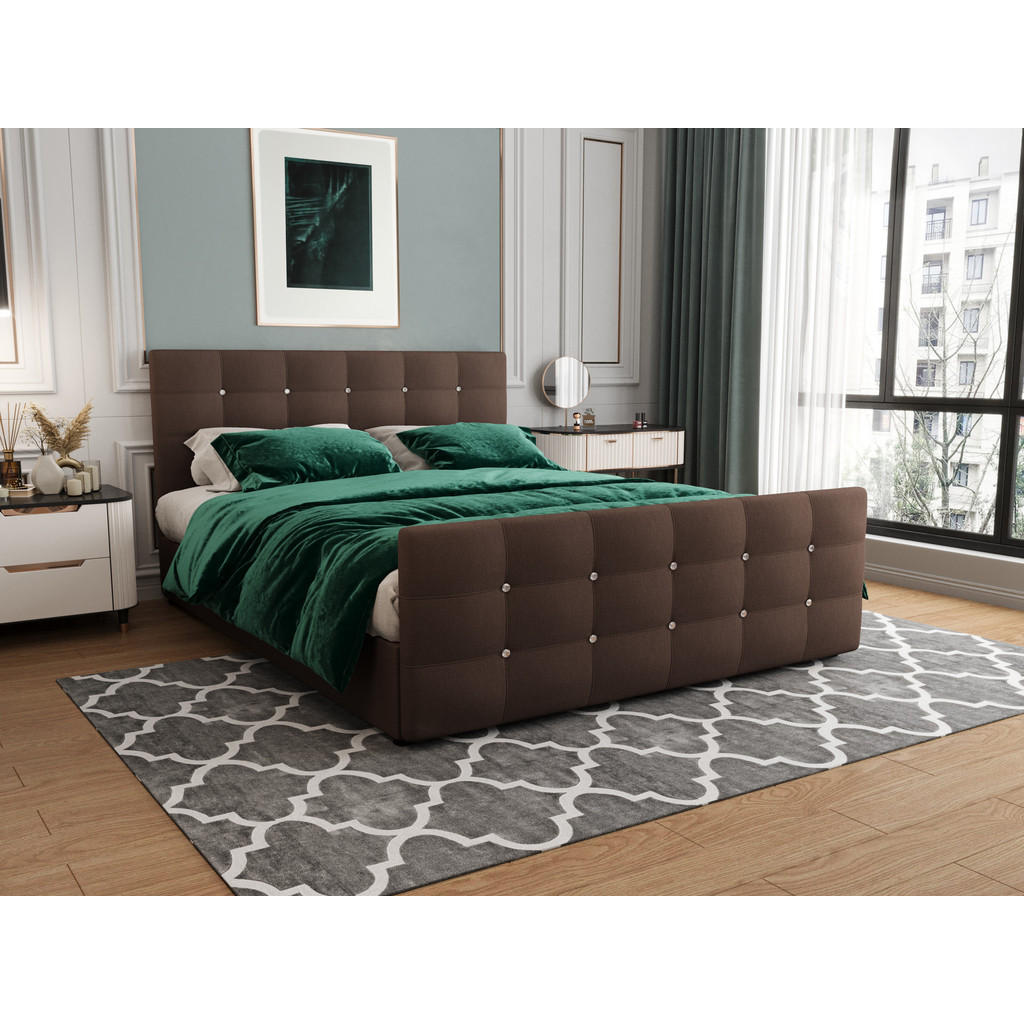 Thumbnail - Bedante Boxbett, Dunkelbraun, Textil, Höhe ca. 19 cm, 140x200 cm, Oeko-Tex® Standard 100, Schlafzimmer, Betten, Boxsprin...