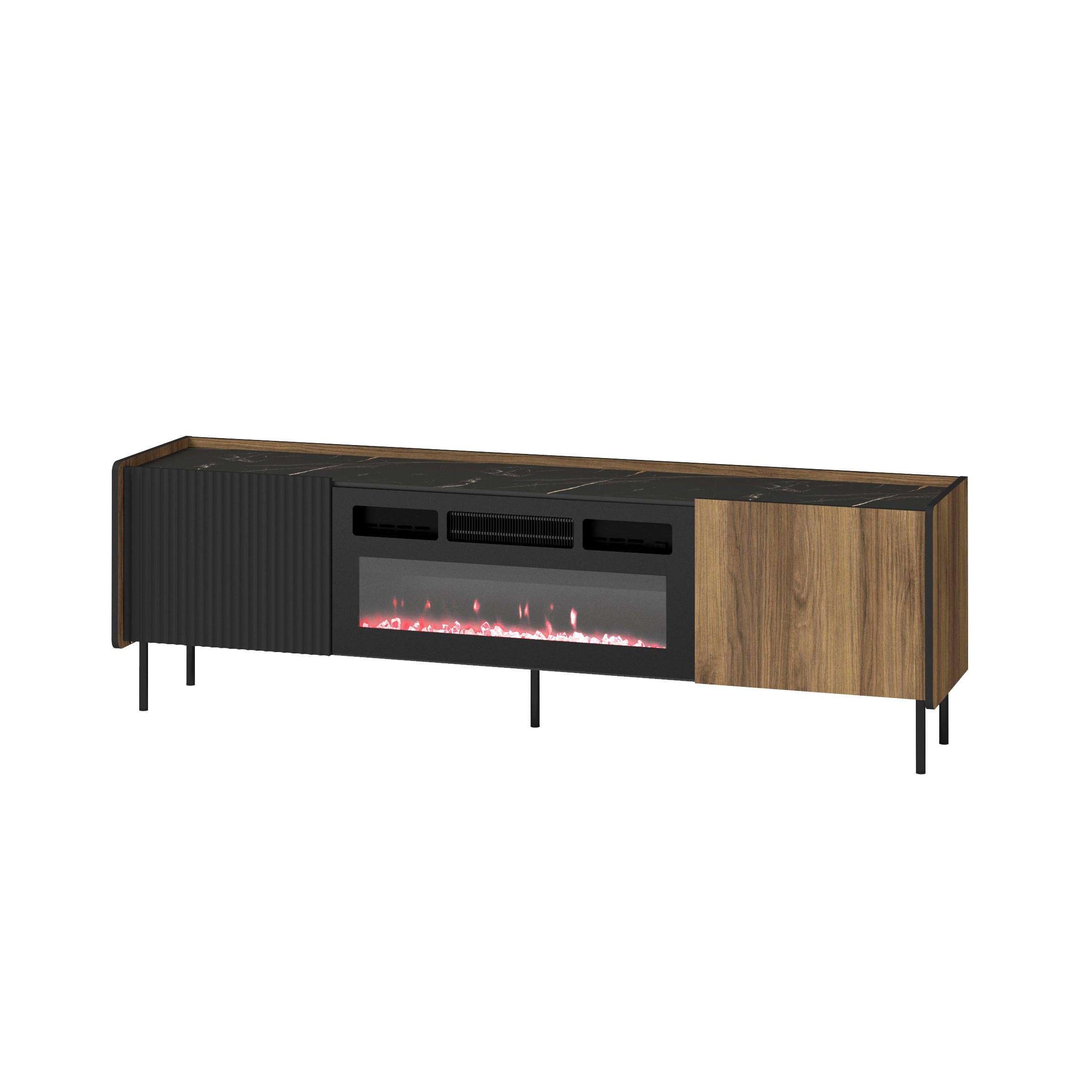 Beautysofa Lowboard Schwarz, Dunkelbraun 180x55x40 cm