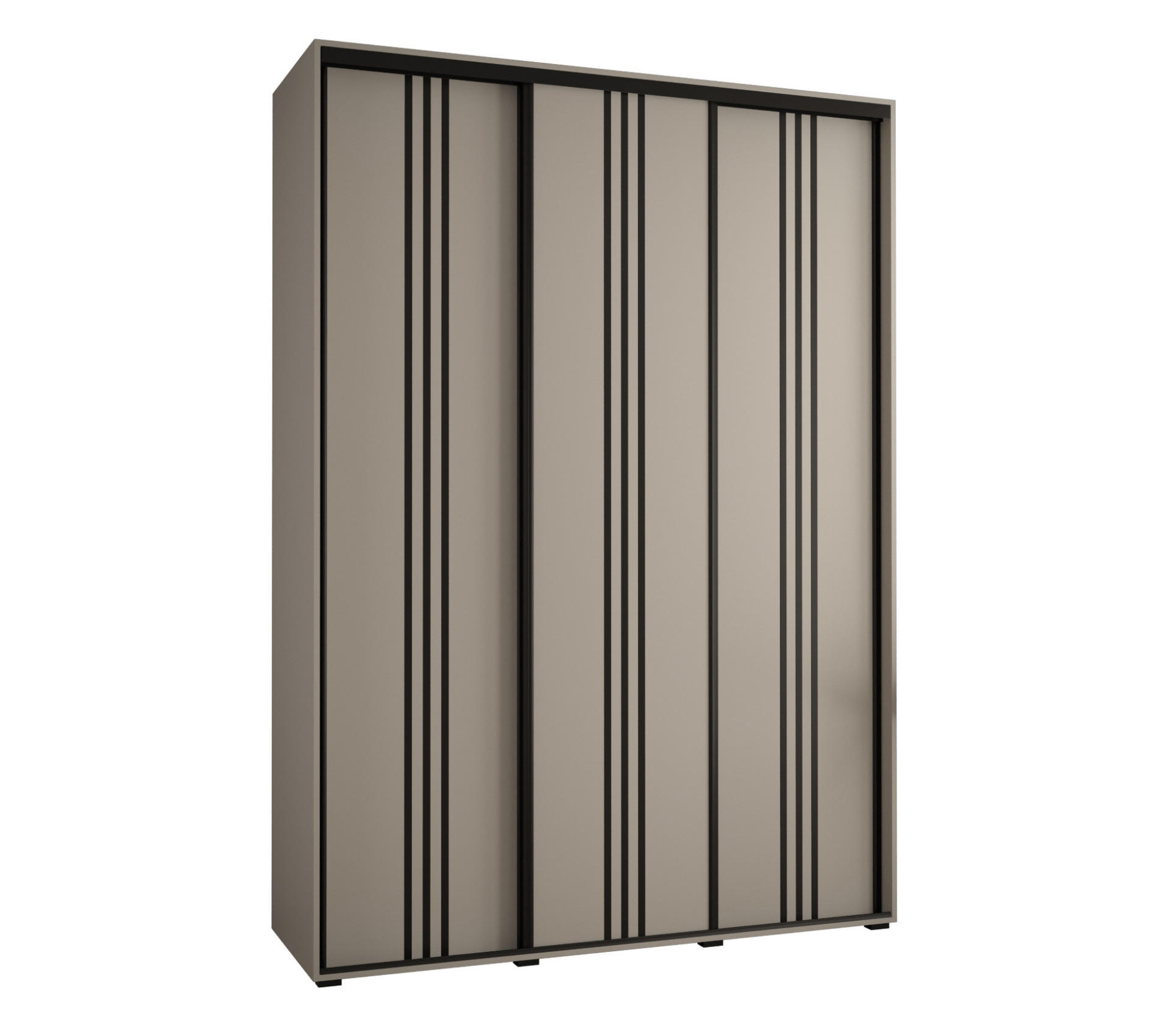 SCHWEBETÜRENSCHRANK 235,2/180/45 3-türig - Kaschmir/Schwarz, Holz/Metall (180/235.2/45cm) - MÖBEL KRYSPOL