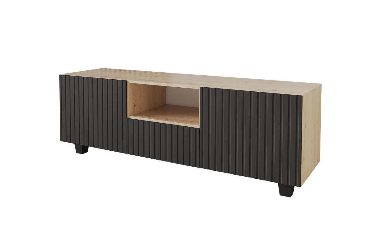LOWBOARD KITO-S 140x50x41 cm - Artisan / Schwarz - Schwarz/Eiche Artisan, Holzwerkstoff (140/50/41cm) - ALTDECOR