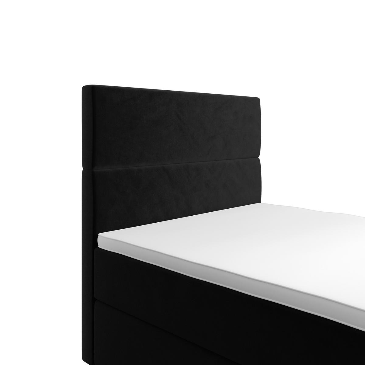 BOXBETT FLO 90x200 Itaka 15, mit Matratze H3, Bonell und Topper, Schwarz - Schwarz, Holz/Textil (90/200cm) - Bedante
