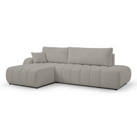 ECKSOFA Baloo mit Schlaffunktion und Bettkasten, komfortable Polsterung, Stoffbezug, lose Rückenkissen, freistehend, LINKS, 176x276x88 cm, Light Grey - Hellgrau, Holz/Textil (176/276cm) - DomoHome