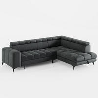 ECKSOFA CANDY CANE Rechts Dunkelgrau Velours-Stoff mit Schlaffunktion und Bettkasten - Dunkelgrau, Textil (264/192cm) - Barchello
