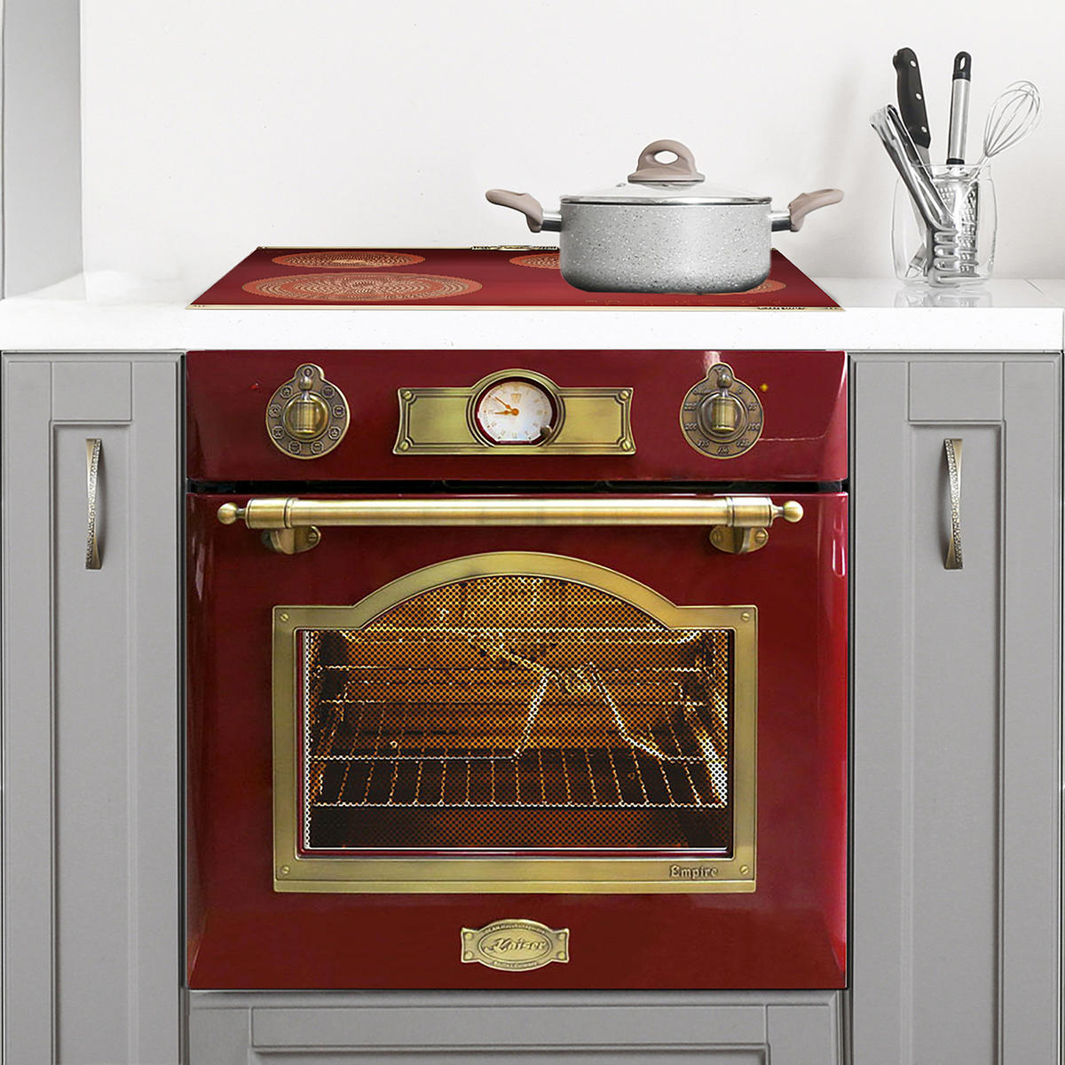 EINBAU-ELEKTRO-BACKOFEN EH 6355 RotEm, Rot Emaille, 60 cm - Rot, Metall (59.4/59.4/56.6cm) - Kaiser Küchengeräte