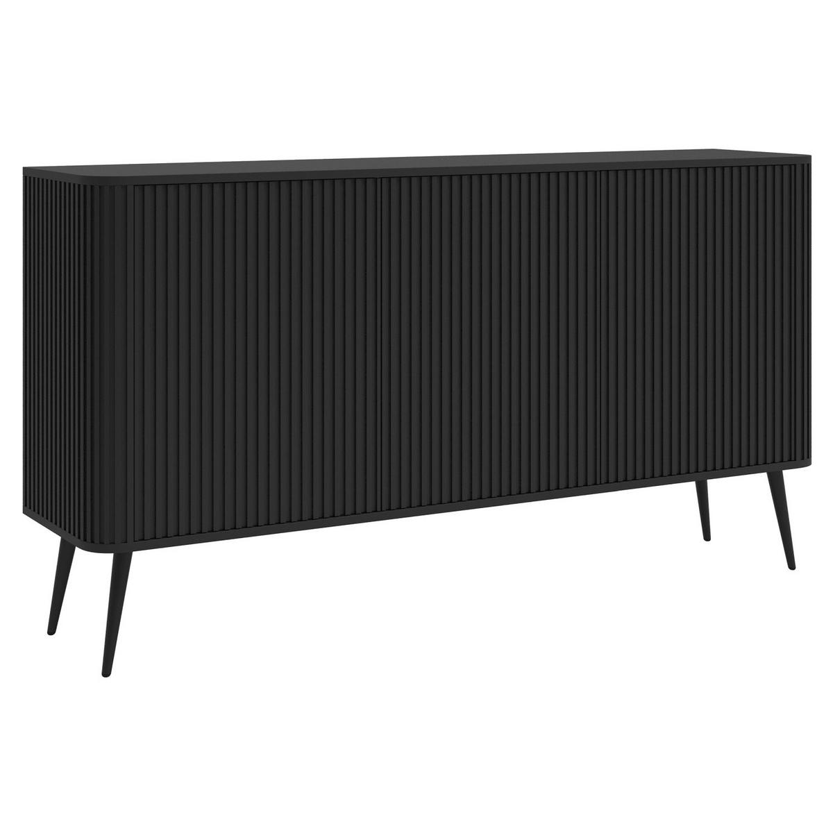 SIDEBOARD Ovarlo Schwarz mit schwarzen Metallbeinen 163 cm - Schwarz, Holzwerkstoff/Metall (163.2/83.8/38cm) - Selsey