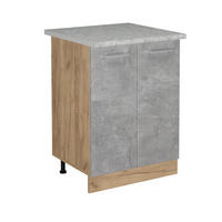 KÜCHENUNTERSCHRANK R-Line Beton 60 cm AP Marmor - Honigeiche/Grau, Holzwerkstoff (60/81.6/60cm) - Vicco