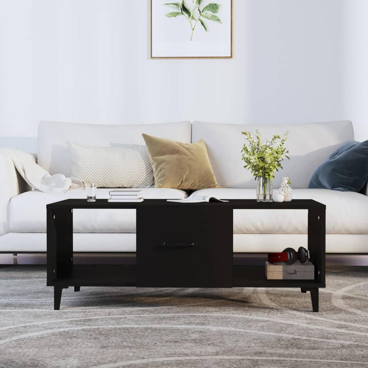 COUCHTISCH Schwarz 102x50x40 cm Holzwerkstoff - Schwarz, Holzwerkstoff (102/50/40cm) - furnicato