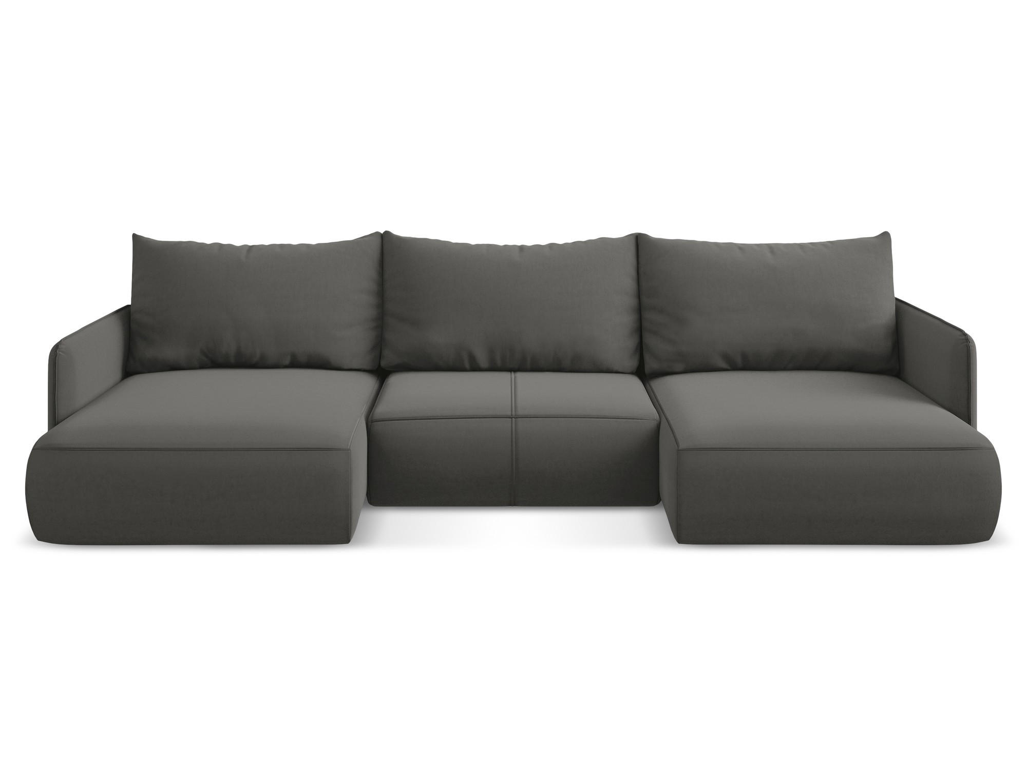 WOHNLANDSCHAFT Samt Stoff Grau - Dunkelgrau/Schwarz, Kunststoff/Textil (290/86/148cm) - Makamii