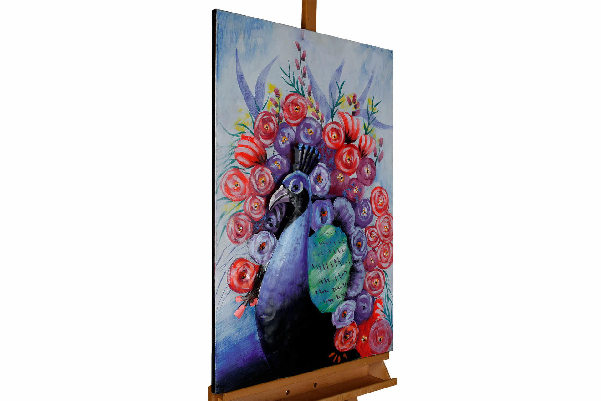 KUNSTLOFT KOVOVÝ OBRAZ PAVÍ MAJESTÁT, 90/60 CM