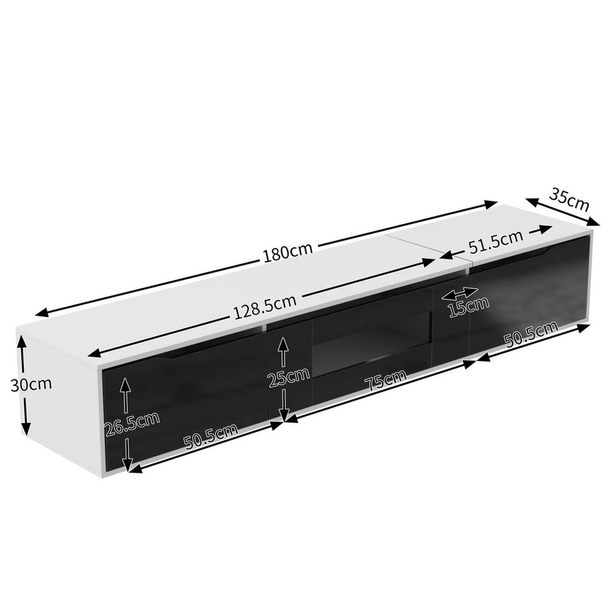 TV-SCHRANK Hochglanz LED Farbwechsel Weiß-Schwarz - Weiß, Holz (35/30/180cm) - FLIEKS