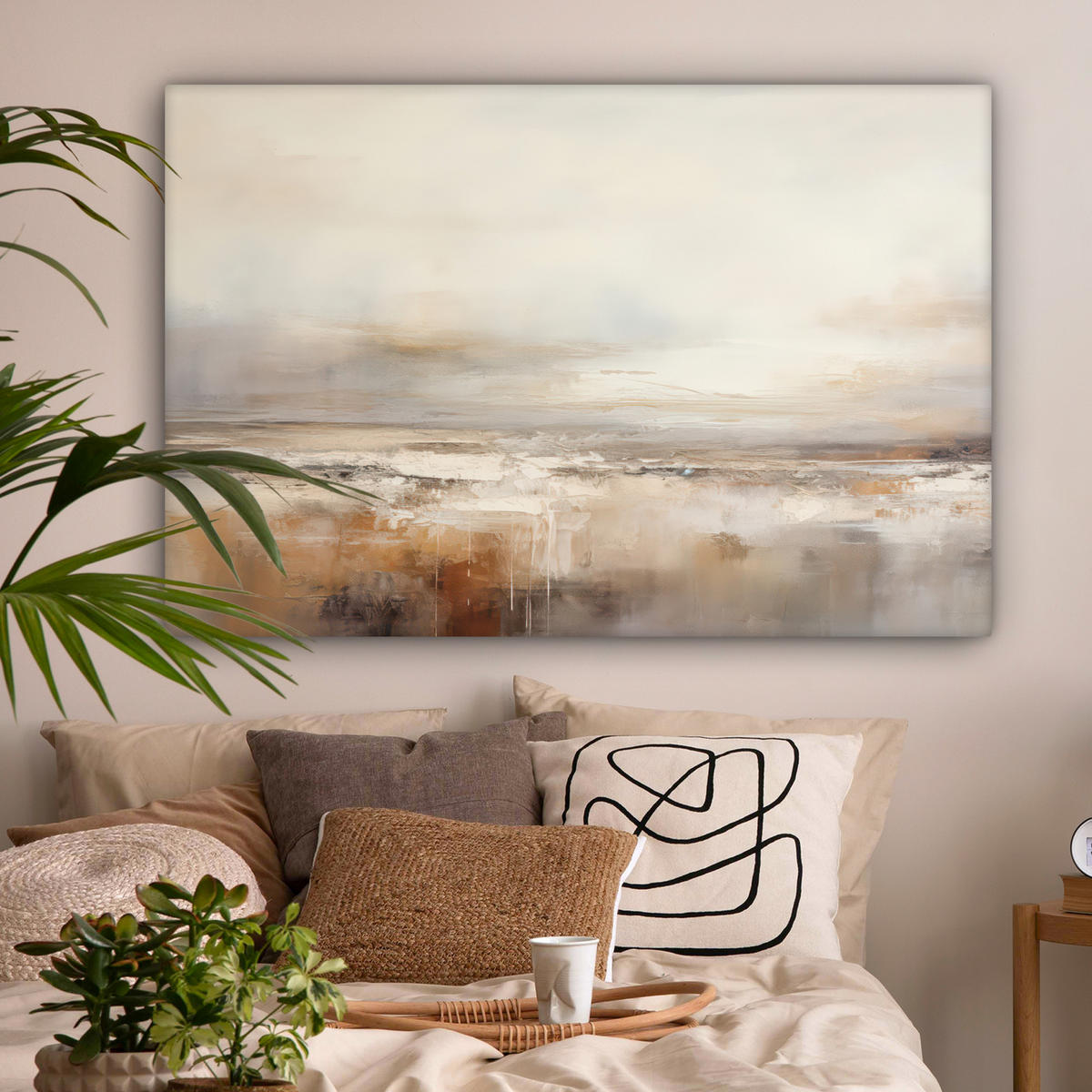 LEINWANDBILD - Kunst - Industriell - Grau - Braun - Abstrakt - 120x80 - Kunstdruck - Sandfarben, Textil (120/80cm) - MuchoWow