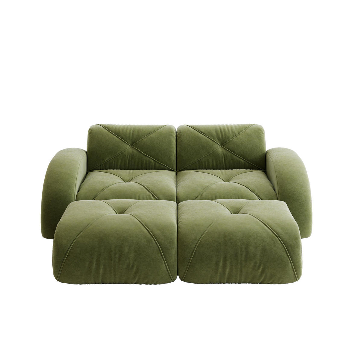 SOFA rahmenlos modular Chenille Green - Grün, Kunststoff (171/76/204.1cm) - Meubliv