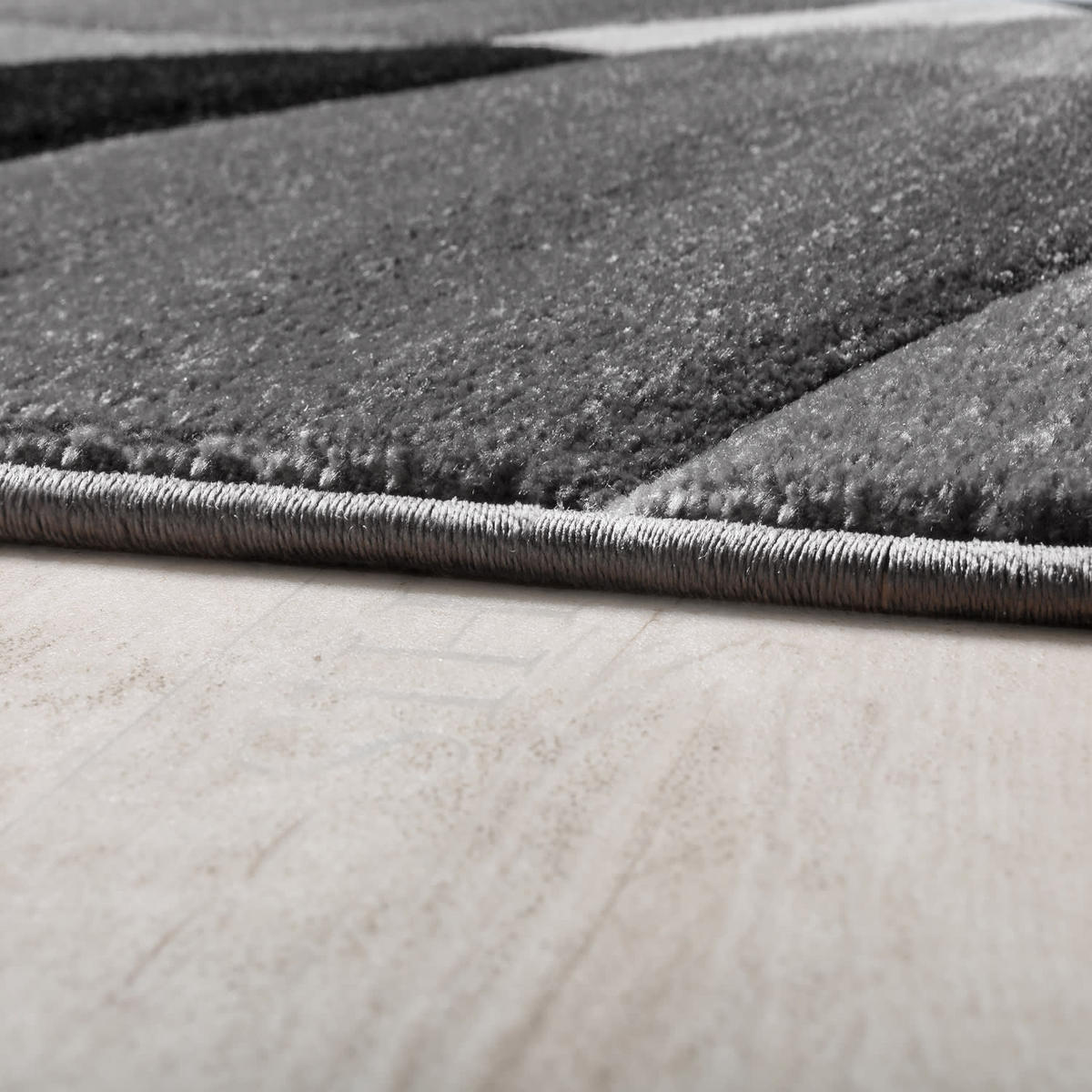 TEPPICH Kurzflor Abstrakt Wohnzimmer schmutzabweisend Schwarz Rechteckig 120x170 - Schwarz, Textil (120/170cm) - KADIMA DESIGN