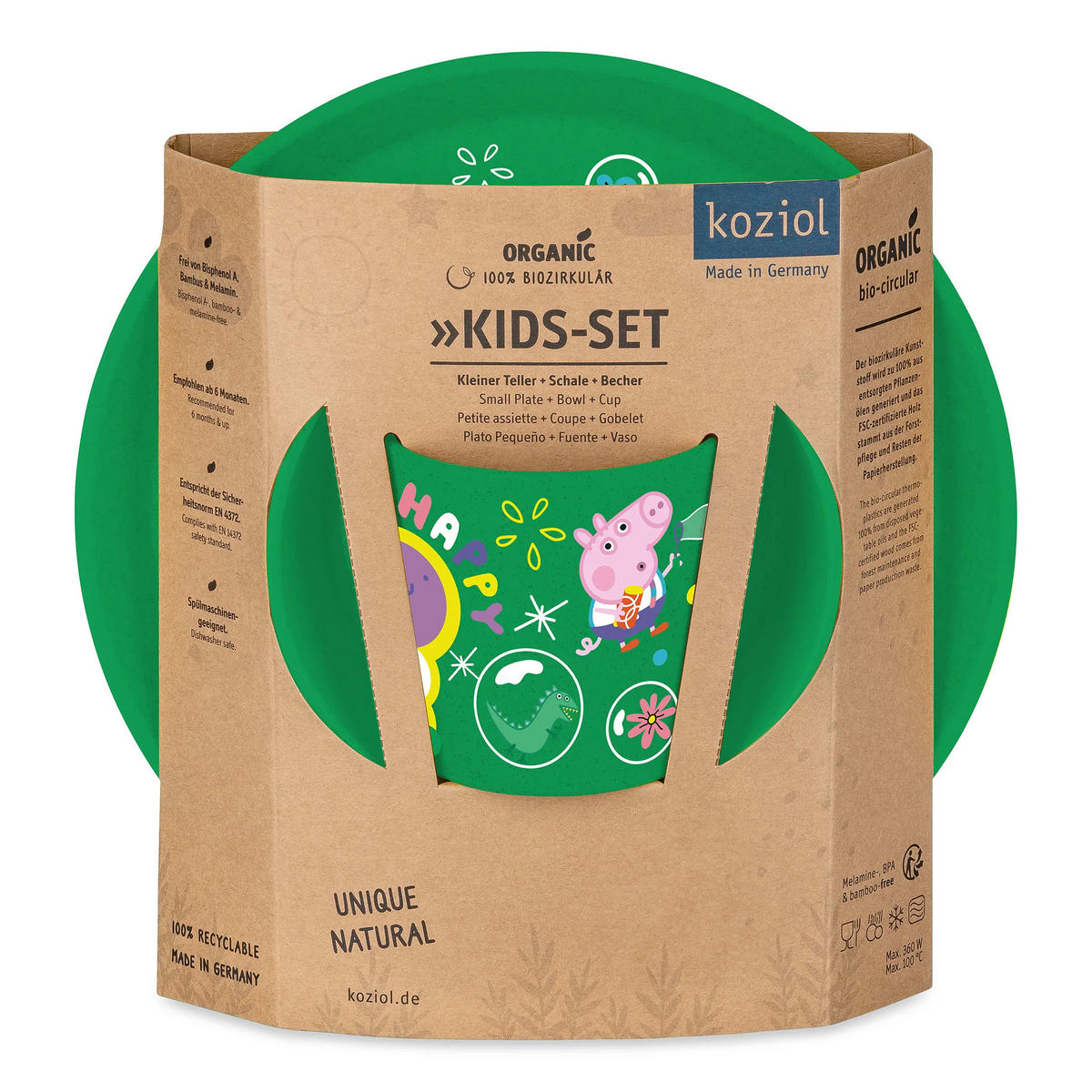 KINDERGESCHIRR-SET Peppa Pig Connect 3-teilig - Grün, Kunststoff (1/1/1cm)