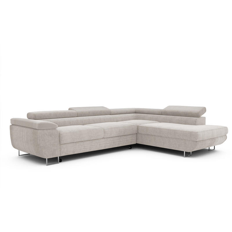 ECKSOFA ANTON mit Schlaffunktion und Bettkasten Creme - Creme, Holzwerkstoff/Kunststoff (274/203cm) - Idohome