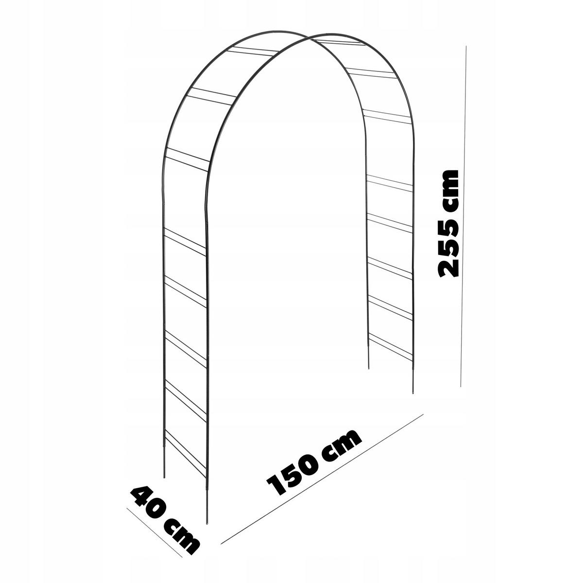 GARTENPERGOLA für Blumen, 255 cm, Schwarz - Schwarz, Metall (150/255cm) - KADAX