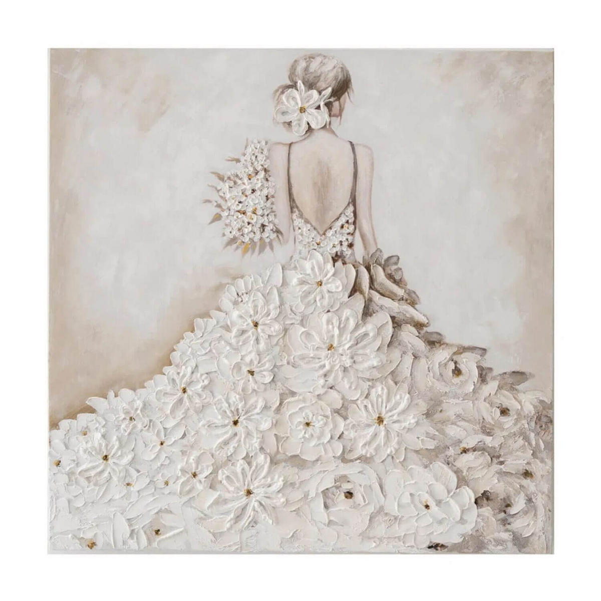 ACRYLBILD HANDGEMALT 80/80 cm - Beige/Weiß, Holz/Textil (80/80cm) - KUNSTLOFT