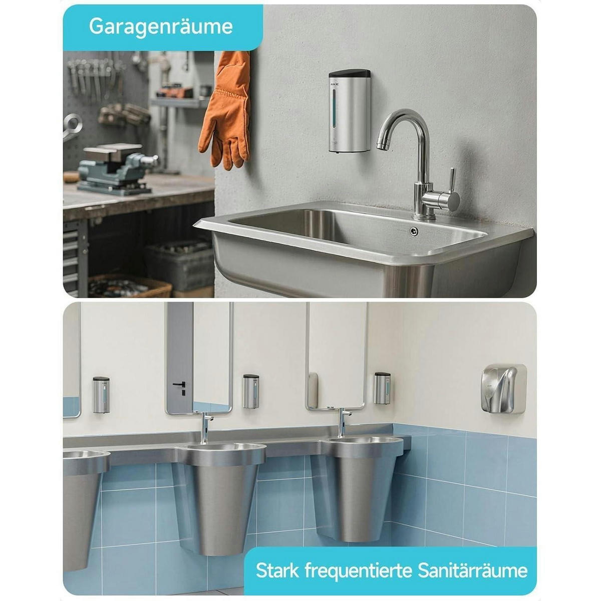 SEIFENSPENDER Wandmontage Edelstahl 750ml - Silberfarben, Metall (11/24/13cm)